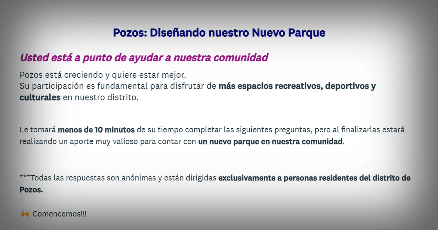 Vecinos de Pozos son llamados a opinar sobre diseño del futuro parque recreativo