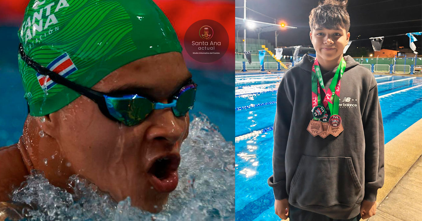 A sus 14 años, Gabriel Chávez Arias vecino de Lindora se perfila en lo más alto de la natación