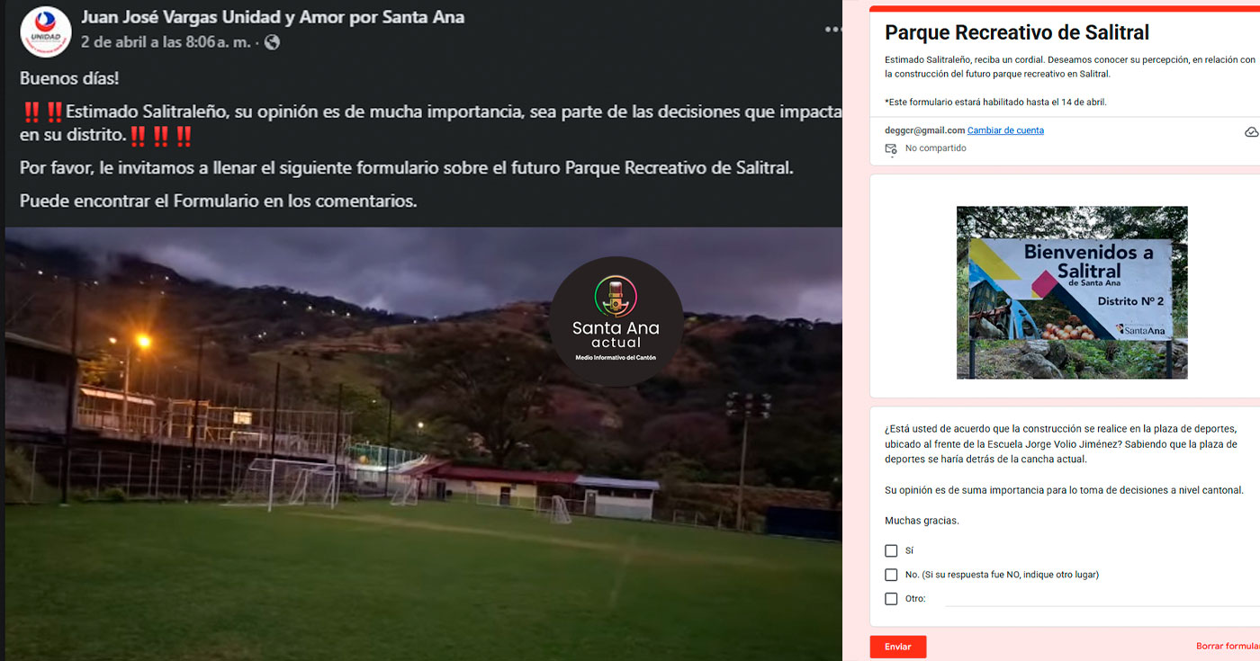 Regidores del PUSC promueven encuesta sobre futuro del parque en Salitral