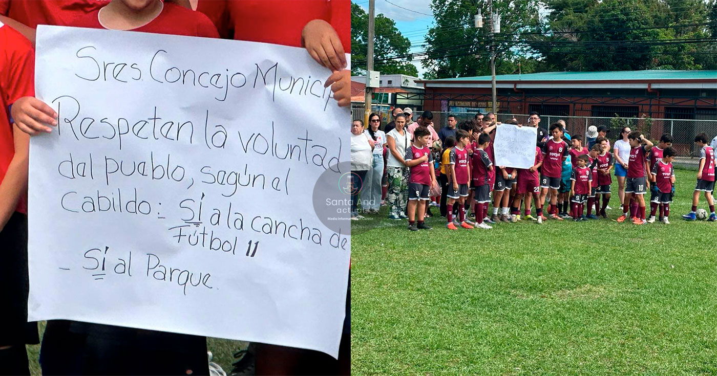 Niños y entrenadores protestaron este sábado contra eliminación de la cancha en Pozos