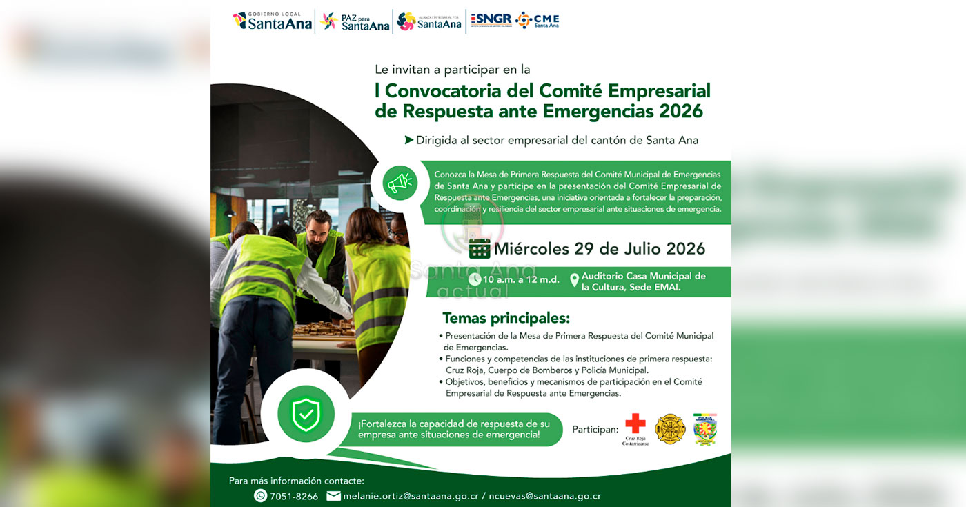 Negocios del cantón podrán integrarse al Comité Empresarial de Respuesta ante emergencias
