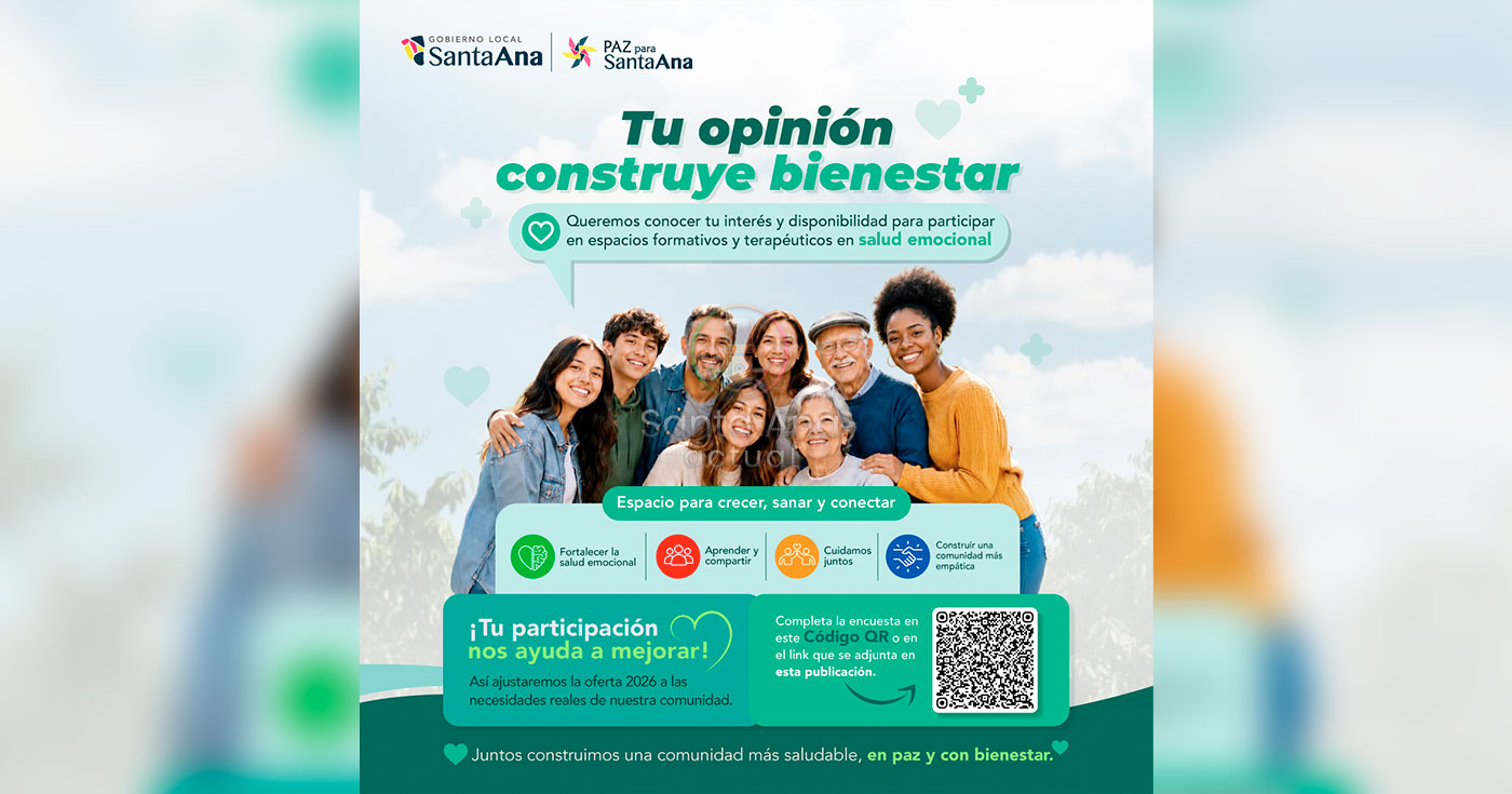 Encuesta permitirá organizar talleres municipales de salud emocional en Santa Ana