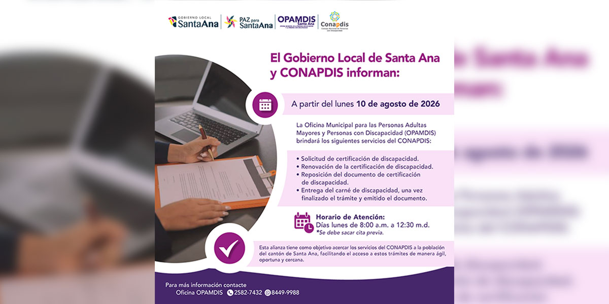 Nuevos servicios permitirán realizar trámites de discapacidad sin salir de Santa Ana